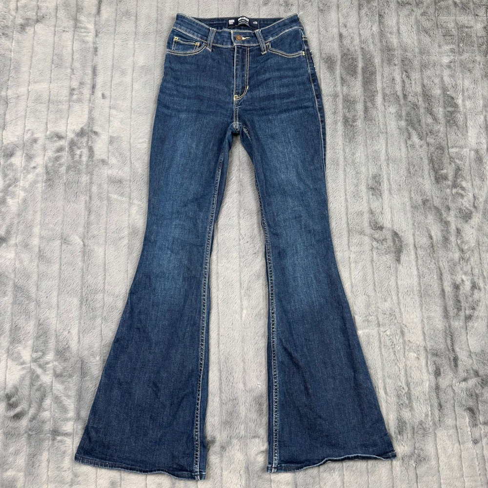 Hollister High Rise Flare Jeans Dark Wash Classic Stretch 000S W23S Womens
